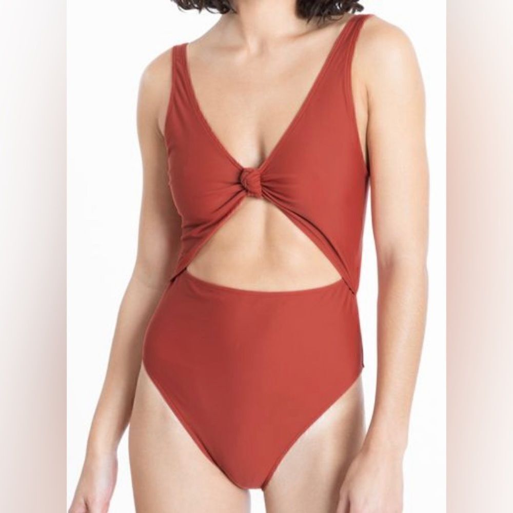 Tanya Taylor Kora Knotted Cut-Out One-Piece Swimsuit NWT Size XS